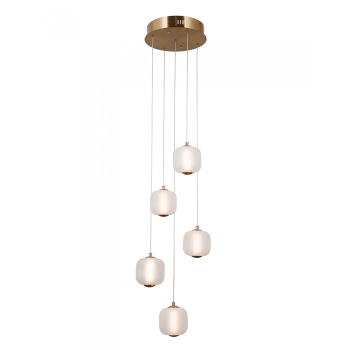 Люстра Italux PND-34362-5-HBR-OPAL Ganti Led 5x12W 3000K 1300Lm IP20 Gold