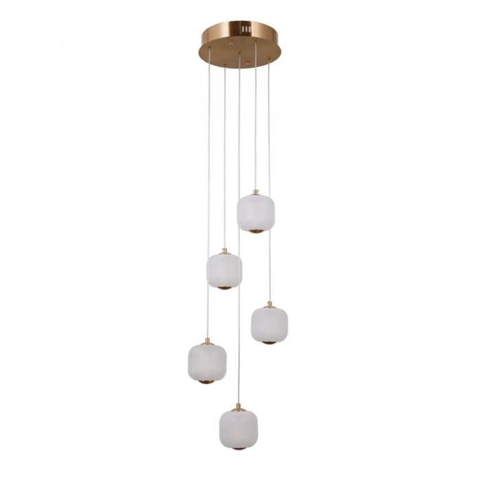 Люстра Italux PND-34362-5-HBR-OPAL Ganti Led 5x12W 3000K 1300Lm IP20 Gold Люстра Italux PND-34362-5-HBR-OPAL Ganti Led 5x12W 3000K 1300Lm IP20 Gold