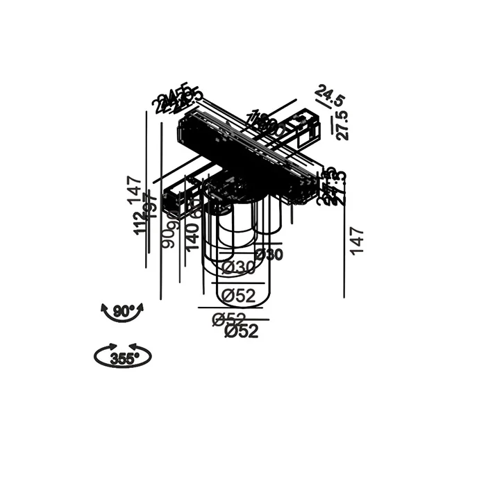 Прожекторный светильник LTX IN_LINE ZOOM DALI 4x, D52mm, H90mm, LED 13W, 3000K, черный (06.0599.13.930.BK.DALI.4x)