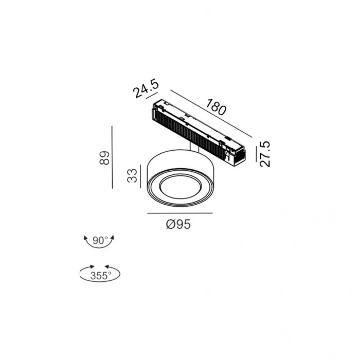 Прожекторный светильник LTX IN_LINE SOL, DALI 4x, D95mm, H33mm, LED 10.8W, 4000K, черный/черный (06.9533.14.940.BK.DALI.4x) Прожекторный светильник LTX IN_LINE SOL, DALI 4x, D95mm, H33mm, LED 10.8W, 4000K, черный/черный (06.9533.14.940.BK.DALI.4x)