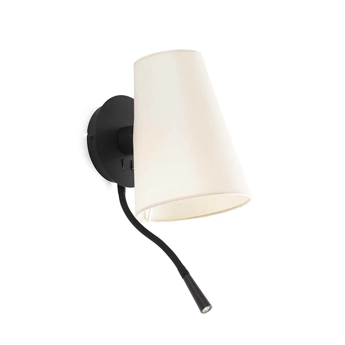 Бра - Faro 20032-88 LUPE Black/beige table lamp with reader