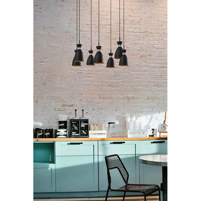 Люстра Faro 20050-7L Retro 7L Black and copper pendant lamp