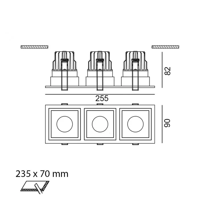 Точковий світильник LTX 01.20F3.30.930.BK Cell 3, 9 Вт, 2772 лм, 3000K