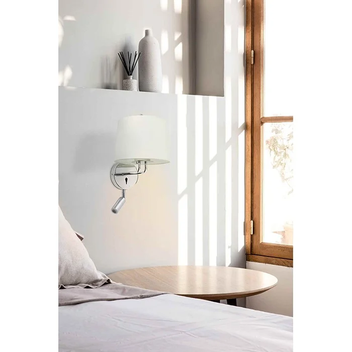 Бра - Faro 24033-01 MONTREAL Chrome/white wall lamp with reader Бра - Faro 24033-01 MONTREAL Chrome/white wall lamp with reader