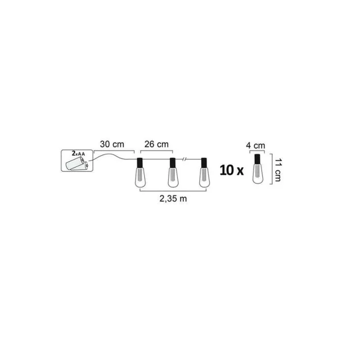 Гірлянда на батареї Goldlux 312884 Edison LED 10 3000K IP20 чорна