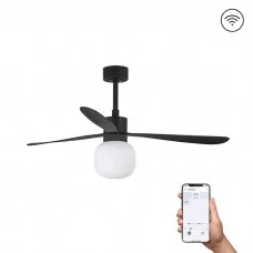 Люстра-вентилятор Faro 33761WT-26 Amelia 1320mm Black 3 Blades Ball 20W 2700K Tuya