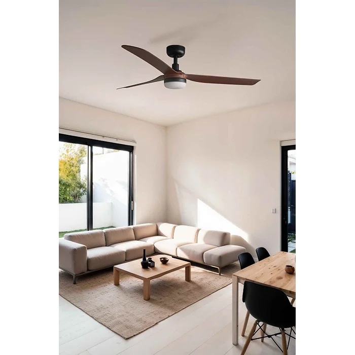 Люстра-вентилятор Faro 33817-21 PUNT M LED Black/dark wood fan with DC motor, 18 Вт, 1300 лм, 3000-4000-6500K