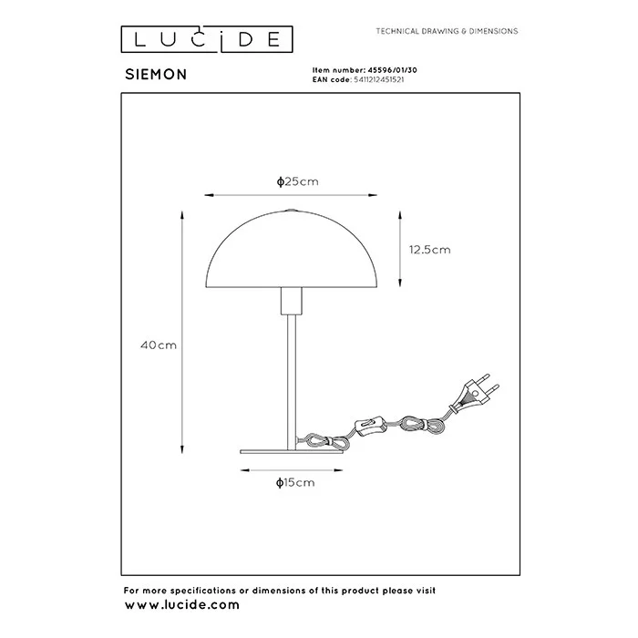 Настольная лампа Lucide 45596/01/30 Siemon