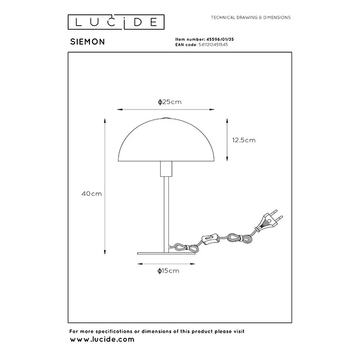 Настольная лампа Lucide 45596/01/35 Siemon