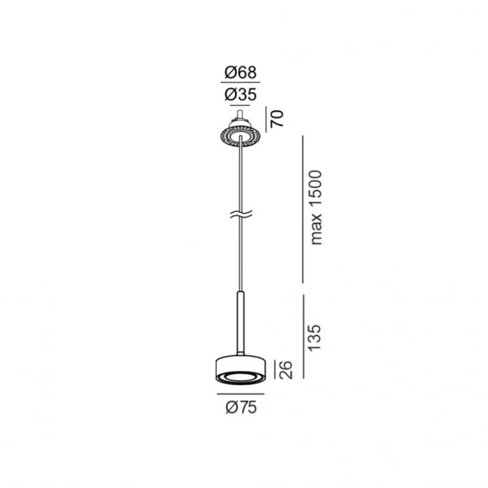 Светильник подвесной со встроенной безрамочной базой LTX SOL MINI P NANO, D75mm, H135mm, 7W LED, 24°, 3000K, IP20, черный/медь (03.7531.7.930.BK/CP)