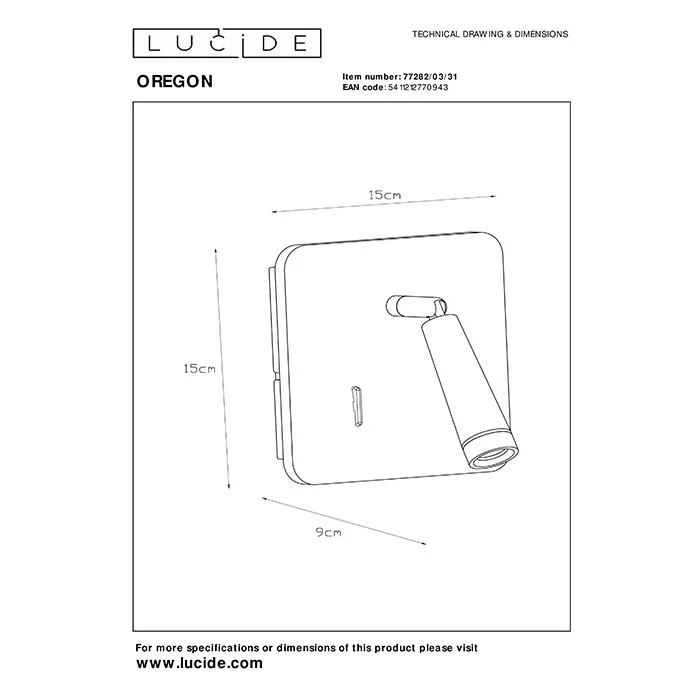 Спот Lucide 77282/03/31 Oregon, 4 Вт, 125 лм, 3000K Спот Lucide 77282/03/31 Oregon, 4 Вт, 125 лм, 3000K