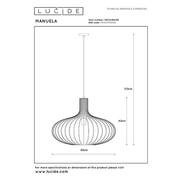 Подвесной светильник Lucide 78374/50/30 Manuela