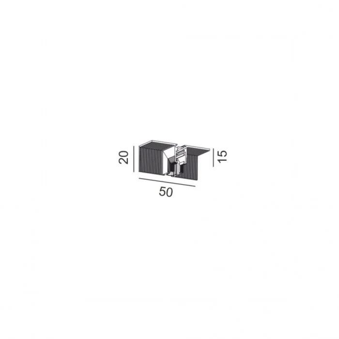 З'єднувач вбудований PICO_LINE CORNER R IN, L50mm, W20mm, H15mm, чорний (16.R90IN.BK)
