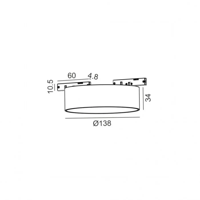 Светильник прожекторного типа LTX PICO_LINE DISK, D138mm, H34mm, LED 18W, 3000K, DIM, 24V, опаловый/черный (16.0140.18.930.BK.DIM)