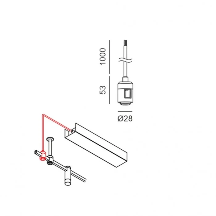 AIR_POWER UNIT 100 накладна стельова база з блоком живлення 100W, L350mm, W74mm, H50mm, 48V, NO DIM, чорний (15.A35BD.BK)