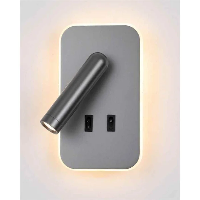 Бра, настенный светильник Italux WL-83957-1-GR Doria LED 1x8W 3000K 559Lm IP20 серый