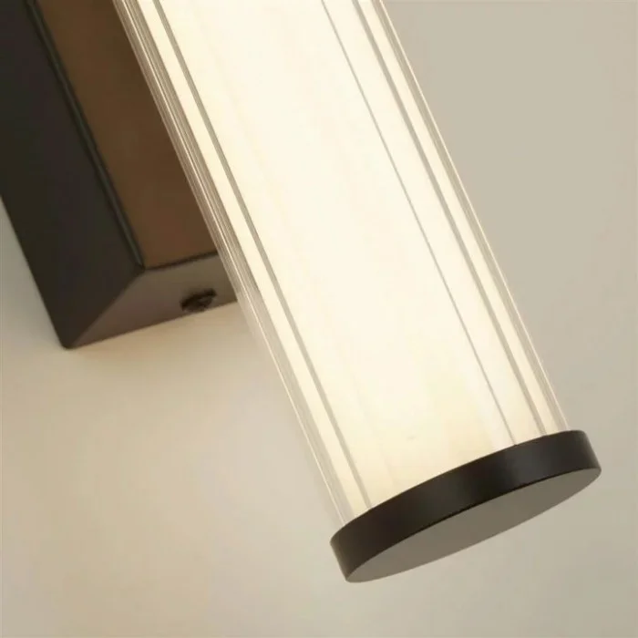 Підсвітка для дзеркала Searchlight 63124-1BK Clamp Wall Light - Black Metal, Ribbed Clear & Opal Diffuser, 7 Вт, 506 лм, 3000К