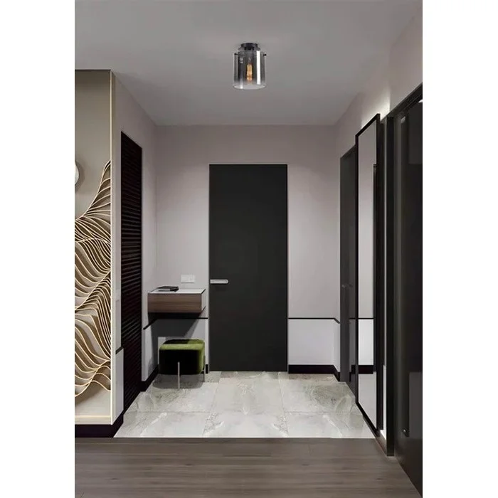 Люстра - Searchlight 88911-1BK Швеция 1Lt Flush - Matt Black & Smoked Glass