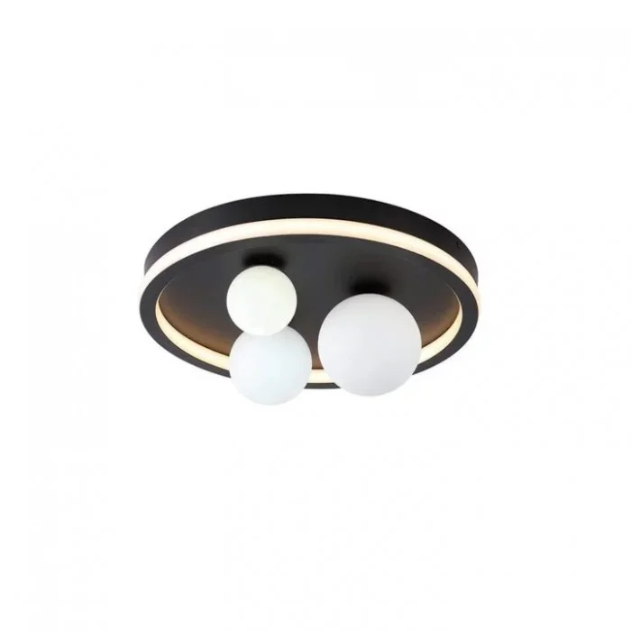Люстра - Searchlight 73380BK Trident 3Lt LED Flush, Black Metal и Opal Glass Balls
