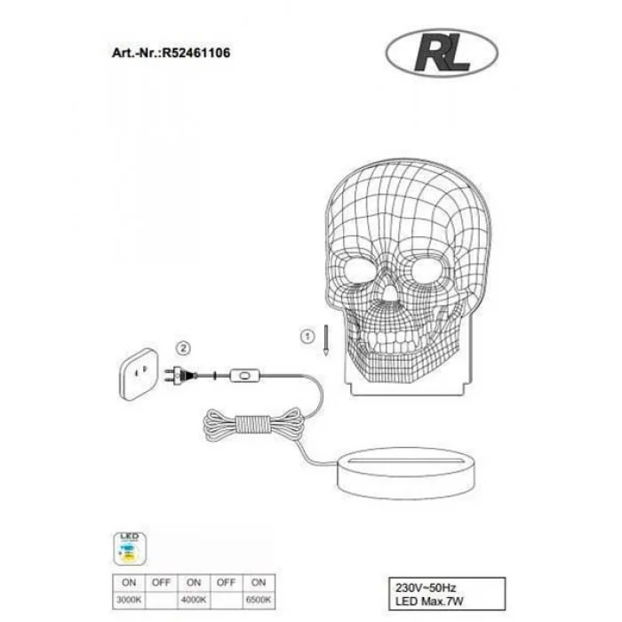 Світильник REALITY R52461106 SKULL Світильник REALITY R52461106 SKULL
