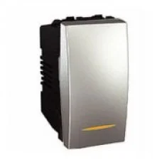 Вимикач 1-клавішний з індикацією алюміній Schneider Electric, MGU3.161.30S