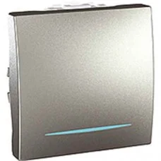 Вимикач 1-клавішний з підсвіткою (СХ.1), алюміній Schneider Electric, MGU3.201.30N
