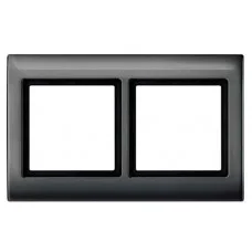 Антрацитовая двухместная рамка Schneider Electric Aquadesign MTN400214