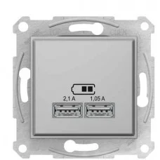 USB розетка Schneider Electric Sedna SDN2710260 (алюминий)