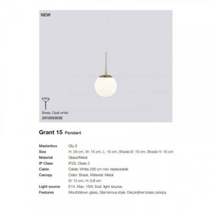Підвісний світильник, люстра Nordlux 2010553035 Grant E27 1x15W IP20 латунний Підвісний світильник, люстра Nordlux 2010553035 Grant E27 1x15W IP20 латунний