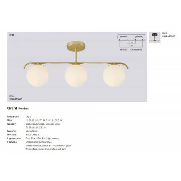 Люстра Nordlux 2010583003 Grant E14 3x25W IP20 чорна Люстра Nordlux 2010583003 Grant E14 3x25W IP20 чорна