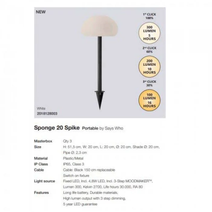 Вуличний світильник Nordlux 2018128003 Sponge LED 1x4.8W 2700K 300Lm IP65 чорний Вуличний світильник Nordlux 2018128003 Sponge LED 1x4.8W 2700K 300Lm IP65 чорний