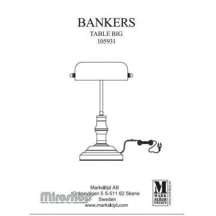 Настільна лампа Markslojd 105931 Bankers Настільна лампа Markslojd 105931 Bankers